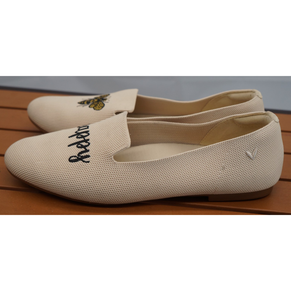 Vivaia, Round-Toe Embroidered Loafers (Audrey) - cream ivory-bee happy. Sz 39.5 - Picture 4 of 11